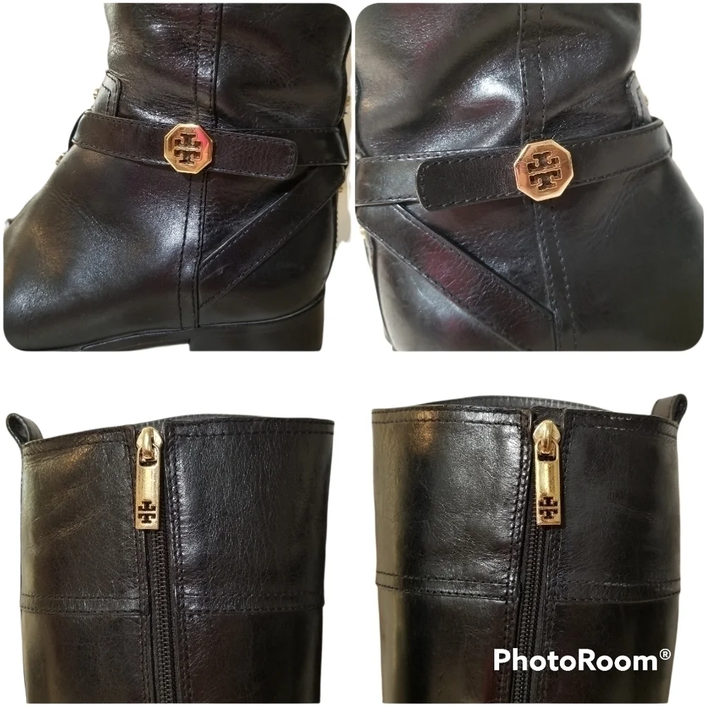 TORY BURCH Brita Tall Black Leather Riding Boots size 5.5
